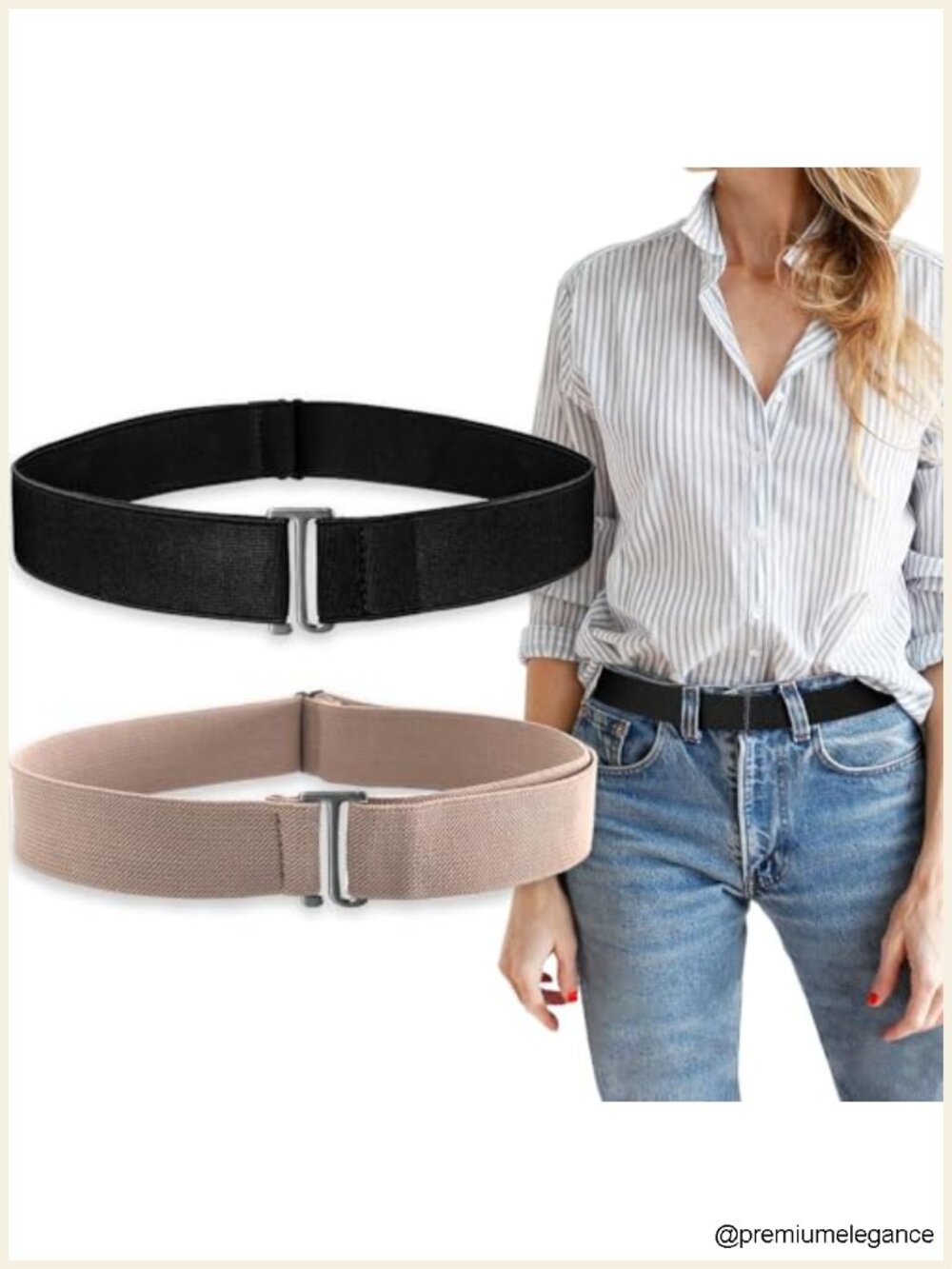 2 Pack No Show Stretch Belt Women Invisible Elastic Tuck Band Adjustable Flat